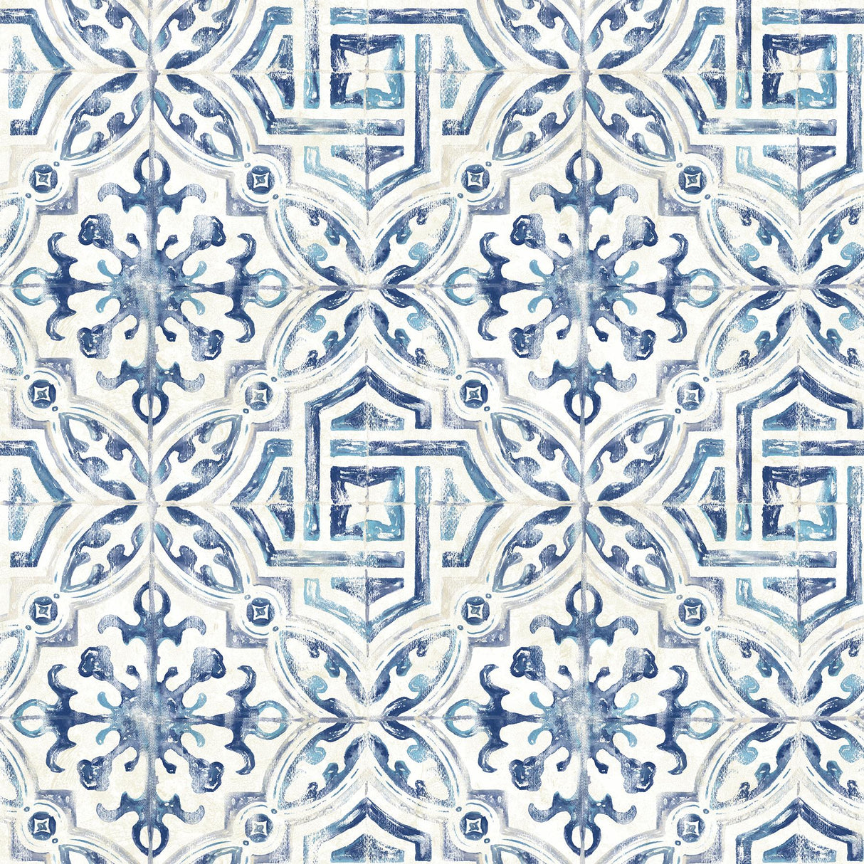 York Sonoma Blue Spanish Tile Wallpaper