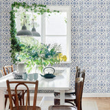 York Sonoma Blue Spanish Tile Wallpaper