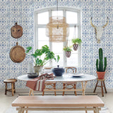 York Sonoma Blue Spanish Tile Wallpaper