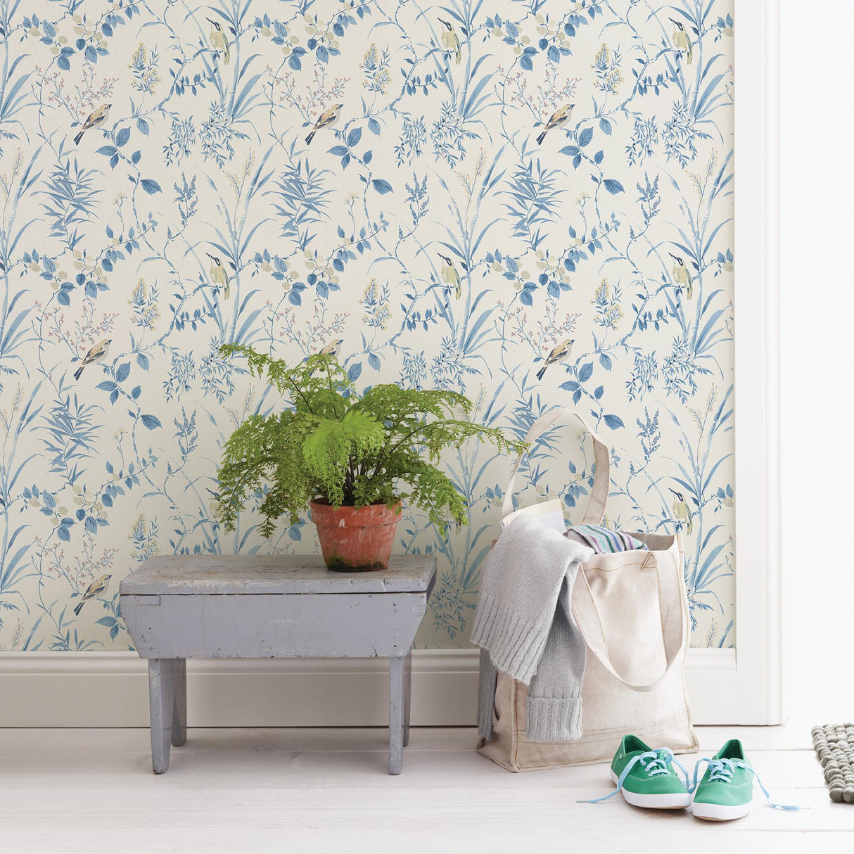York Imperial Garden Blue Botanical Wallpaper