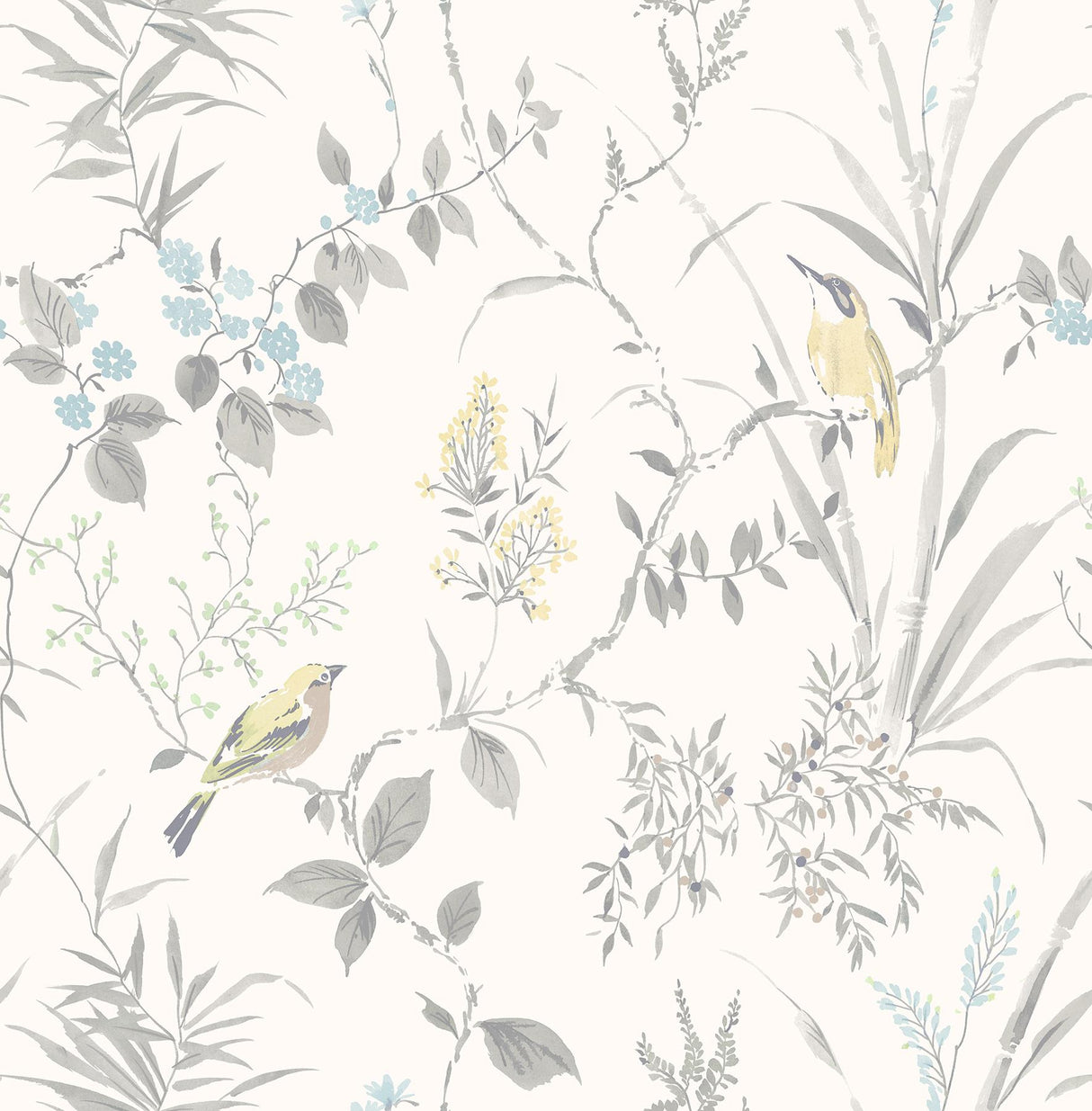 York Imperial Garden Grey Botanical Wallpaper