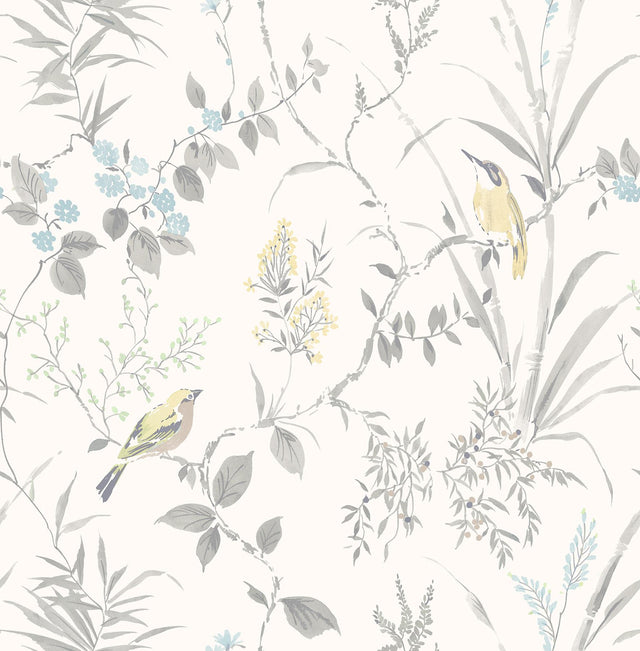 York Imperial Garden Grey Botanical Wallpaper