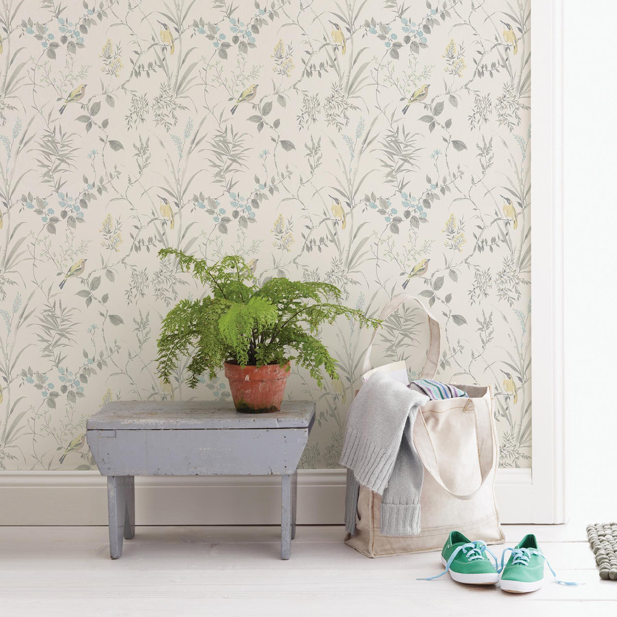 York Imperial Garden Grey Botanical Wallpaper