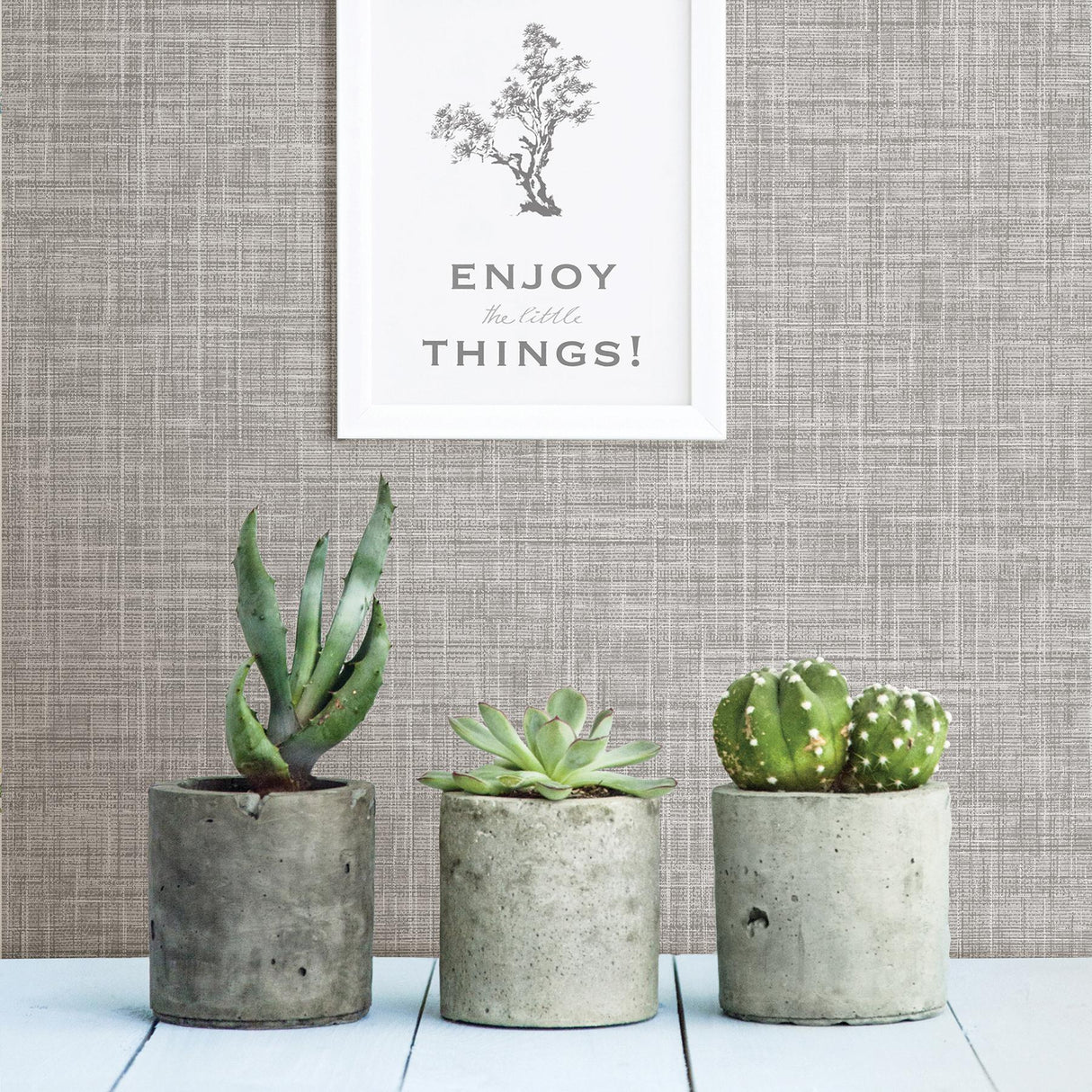 York Mendocino Grey Linen Wallpaper