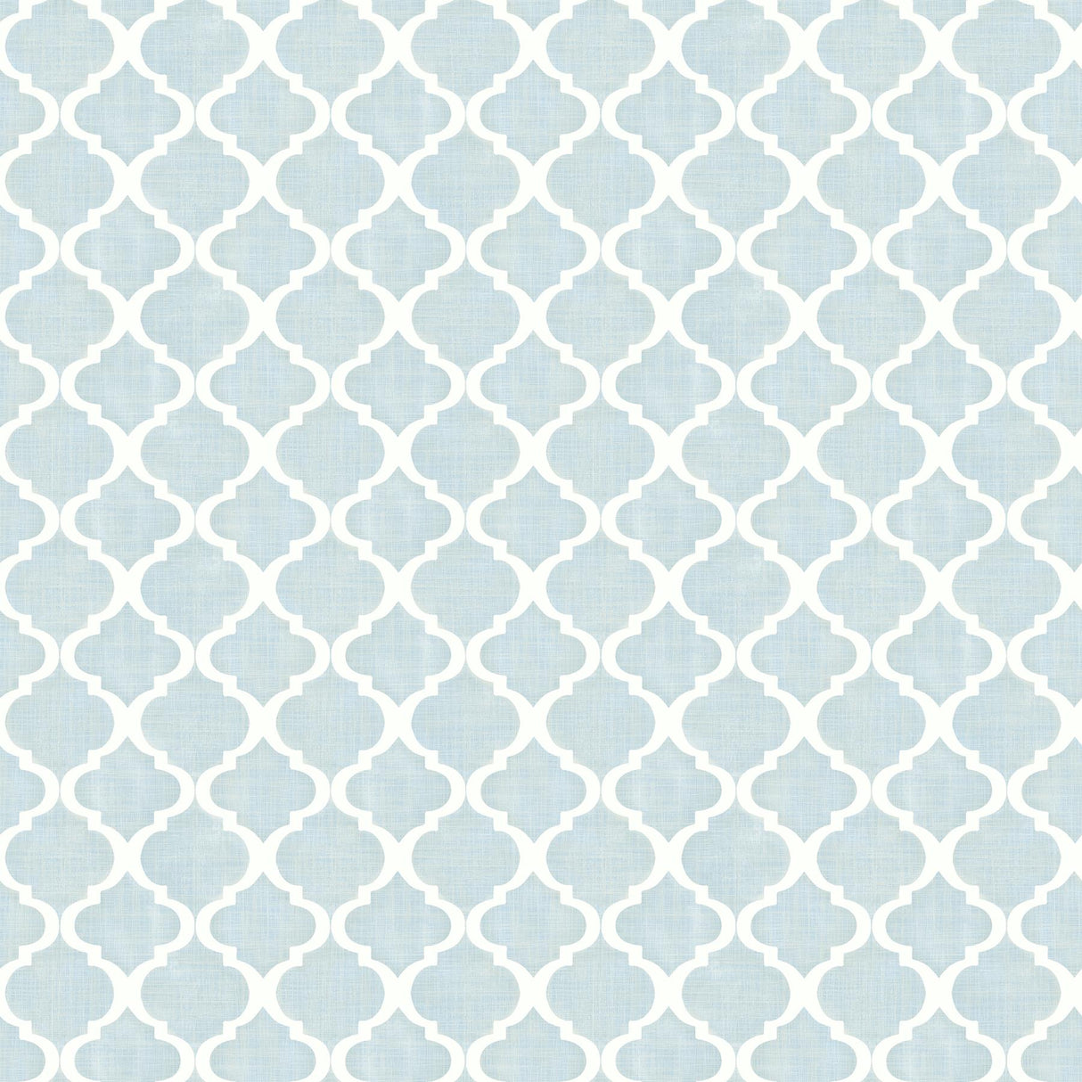 York Watercolor Blue Quatrefoil Wallpaper