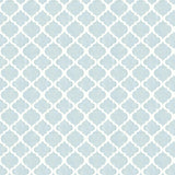 York Watercolor Blue Quatrefoil Wallpaper