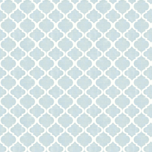 York Watercolor Blue Quatrefoil Wallpaper