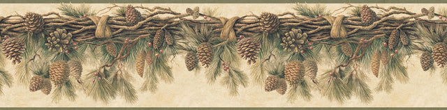 York Pinecone Forest Multicolor Pine Border