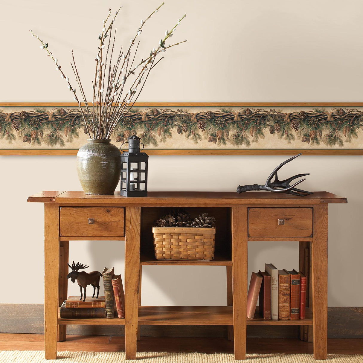 York Pinecone Forest Multicolor Pine Border