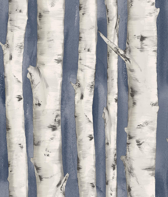York Pioneer Denim Birch Tree Wallpaper