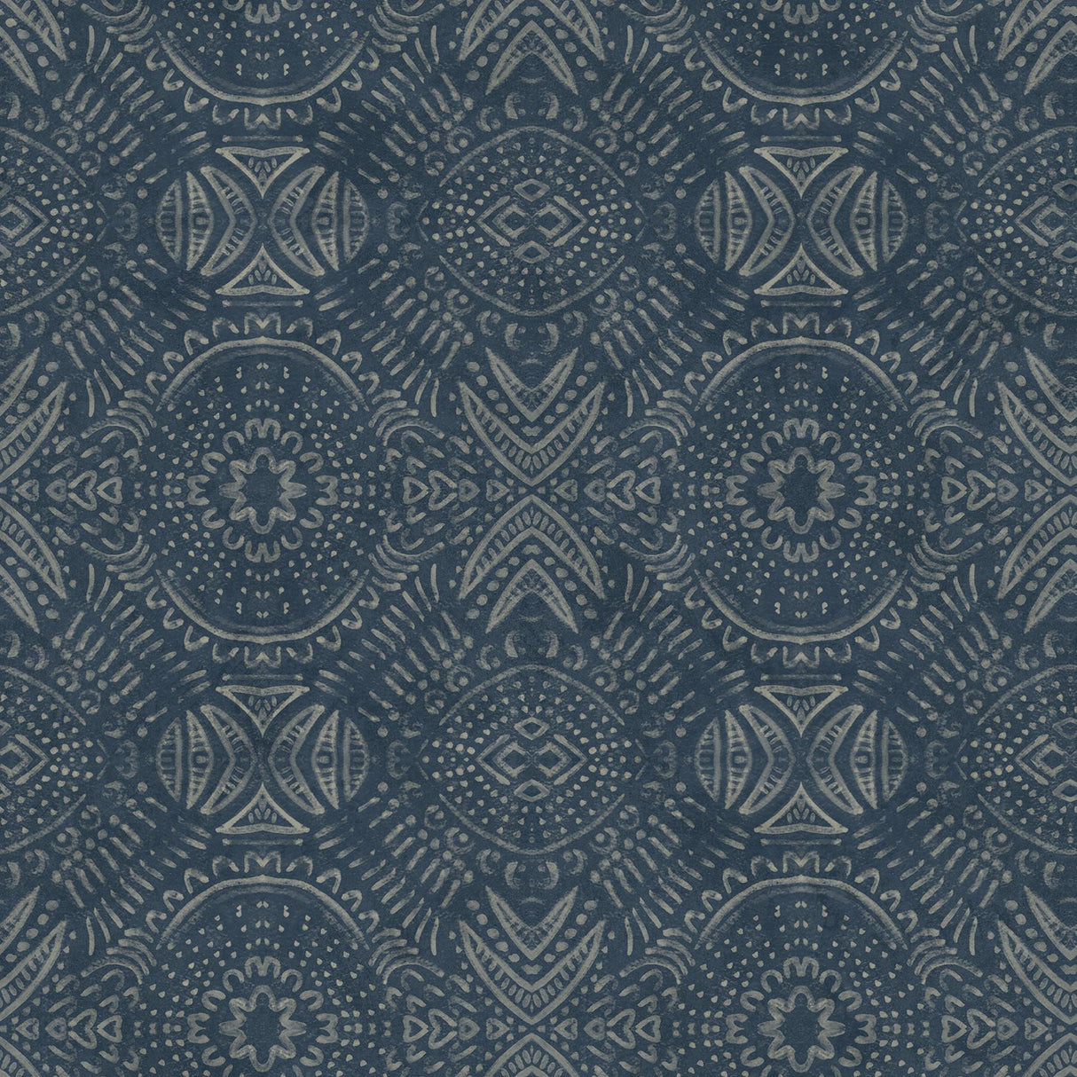 York Java Navy Medallion Wallpaper