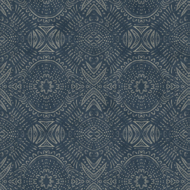 York Java Navy Medallion Wallpaper