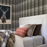 York Saranac Dark Brown Flannel Wallpaper