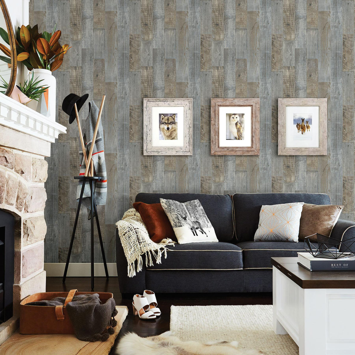 York Chebacco Grey Wooden Planks Wallpaper