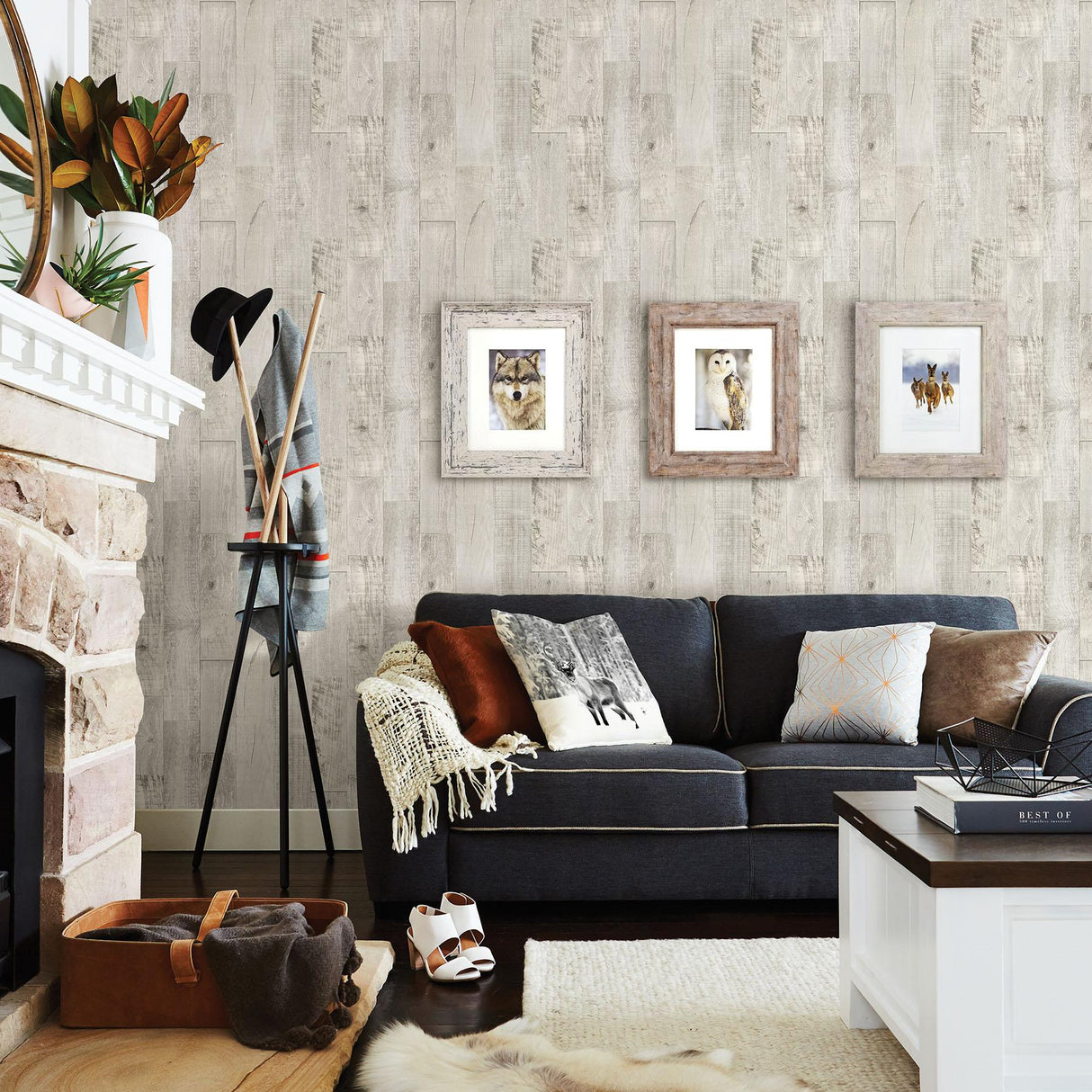 York Chebacco Light Grey Wooden Planks Wallpaper