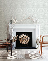 York Kiwassa Grey Antler Damask Wallpaper