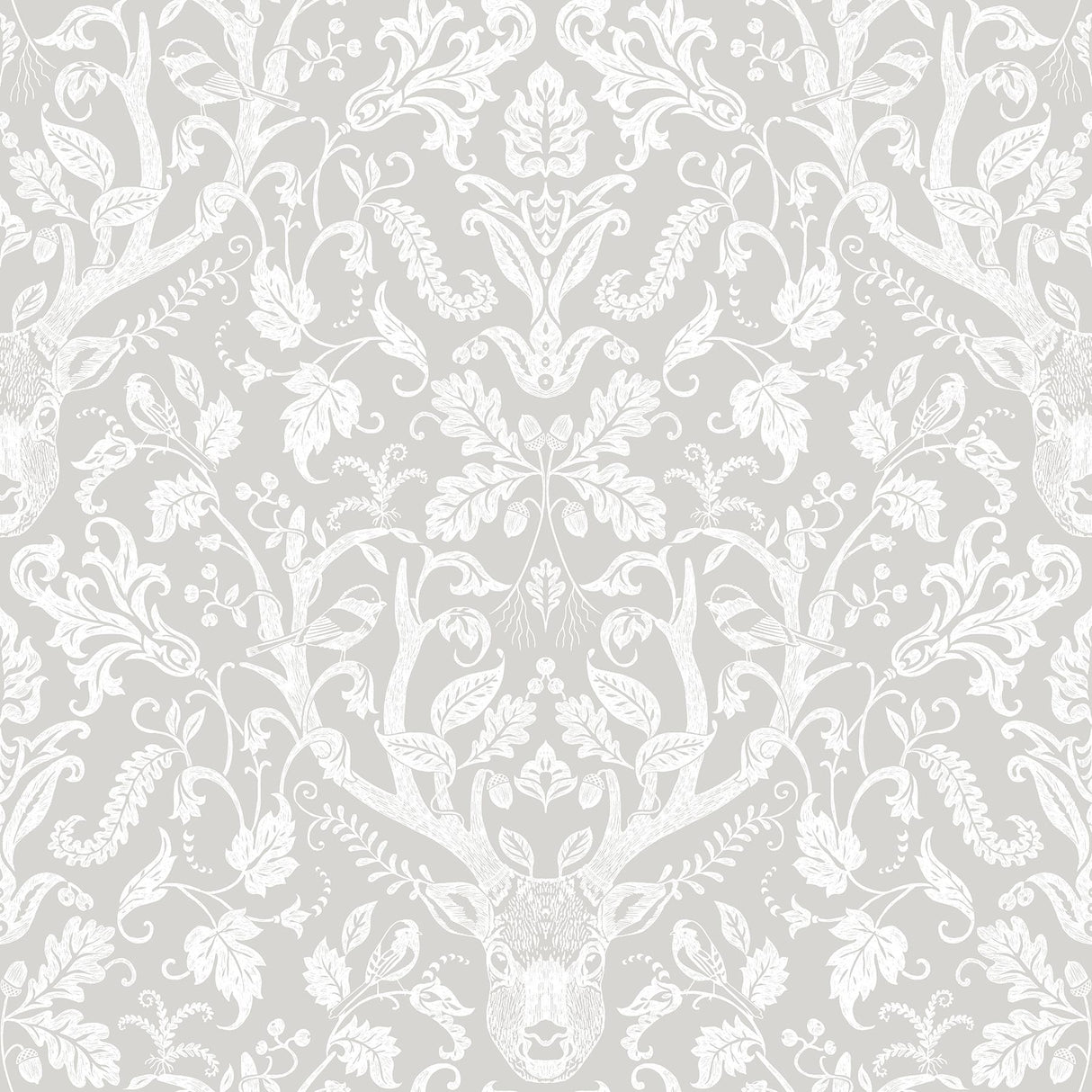 York Kiwassa Taupe Antler Damask Wallpaper