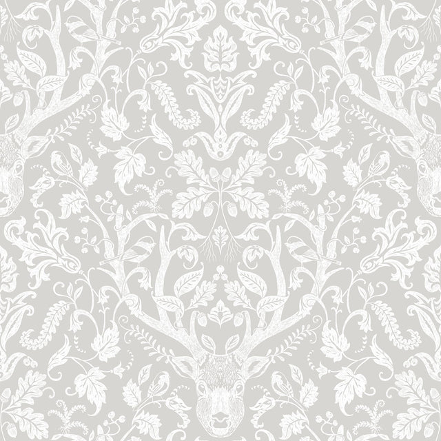 York Kiwassa Taupe Antler Damask Wallpaper