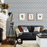 York Ganado Navy Geometric Ikat Wallpaper