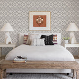 York Ganado Dark Brown Geometric Ikat Wallpaper