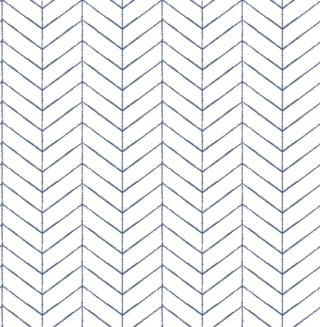 York Bison Navy Herringbone Wallpaper