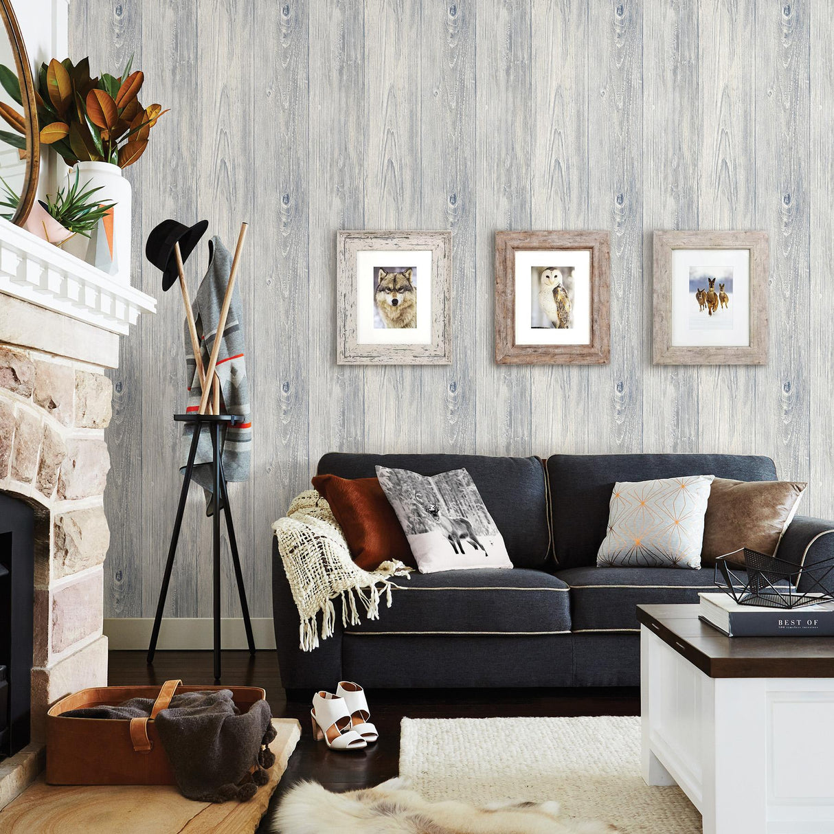 York Mapleton Light Grey Shiplap Wallpaper