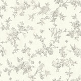 York French Nightingale Taupe Floral Scroll Wallpaper
