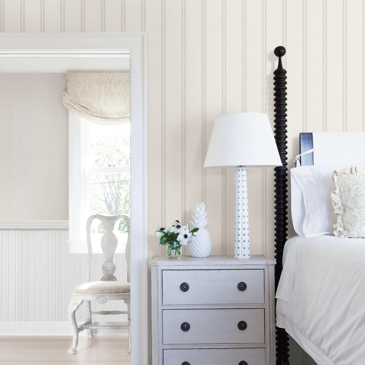 York Johnny Grey Stripes Wallpaper