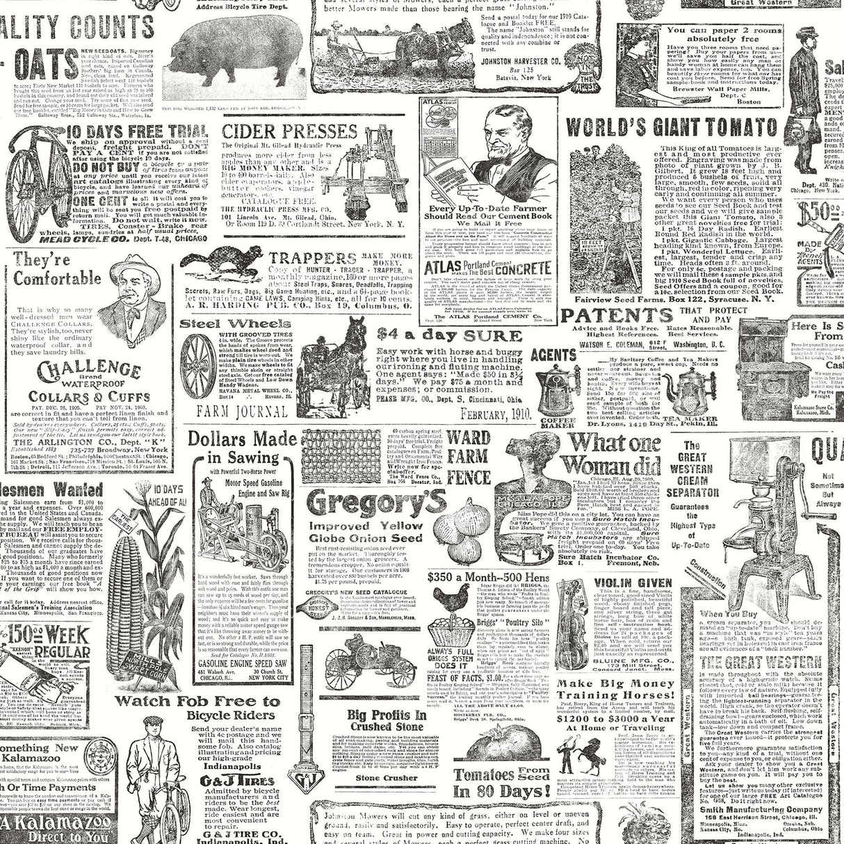 York Underwood Black Vintage Newspaper Wallpaper