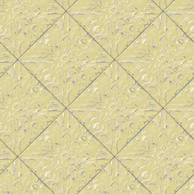 York Brandi Yellow Metallic Faux Tile Wallpaper