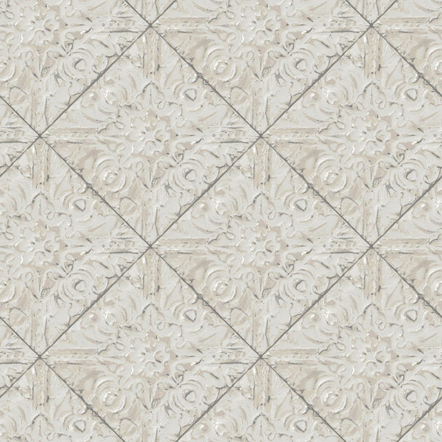 York Brandi Grey Metallic Faux Tile Wallpaper
