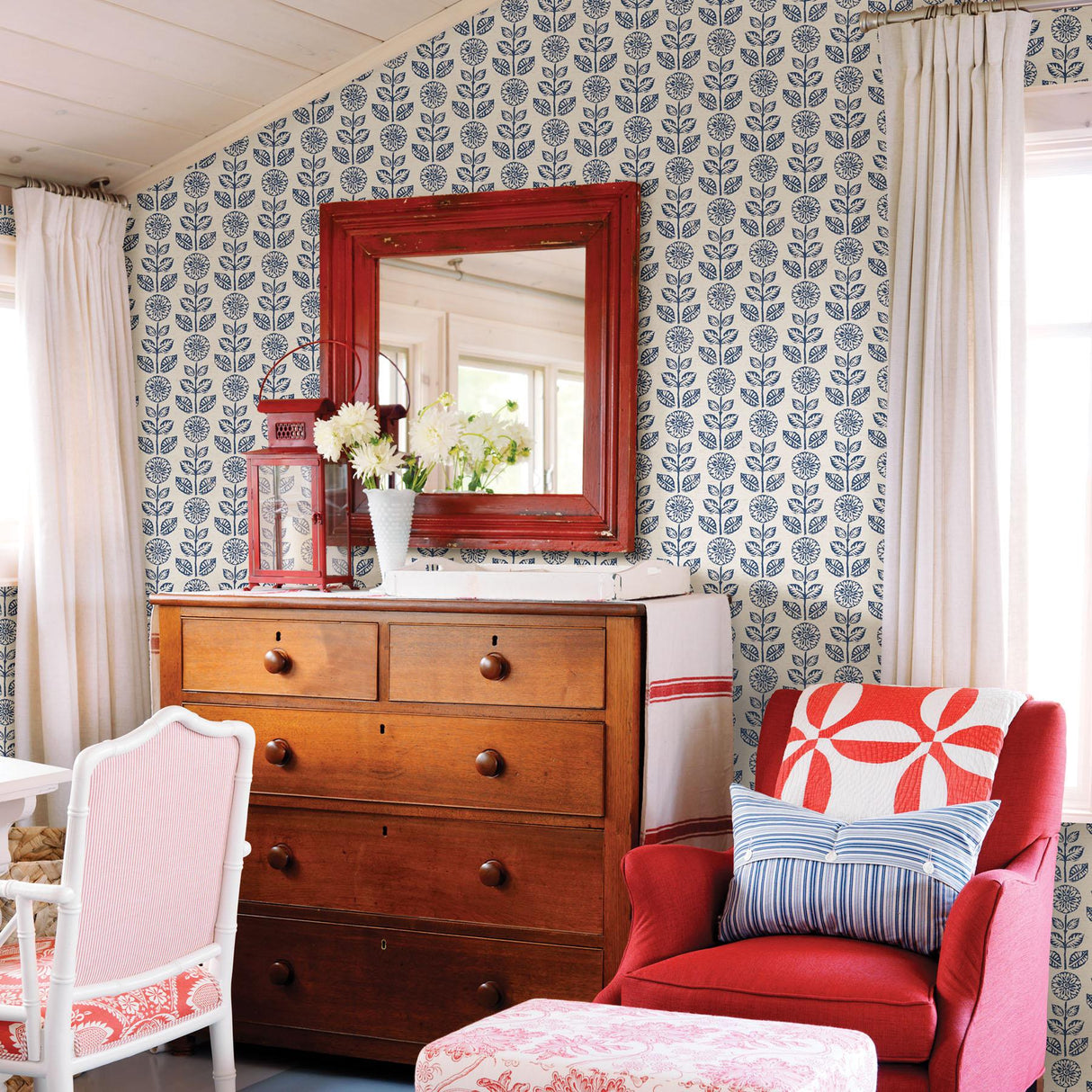 York Dolly Navy Floral Wallpaper