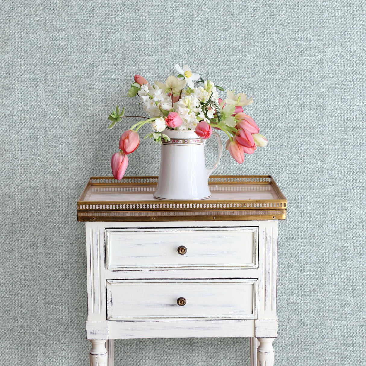 York Waylon Blue Faux Fabric Wallpaper