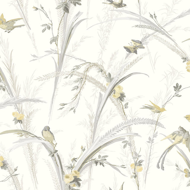 York Meadowlark Yellow Botanical Wallpaper
