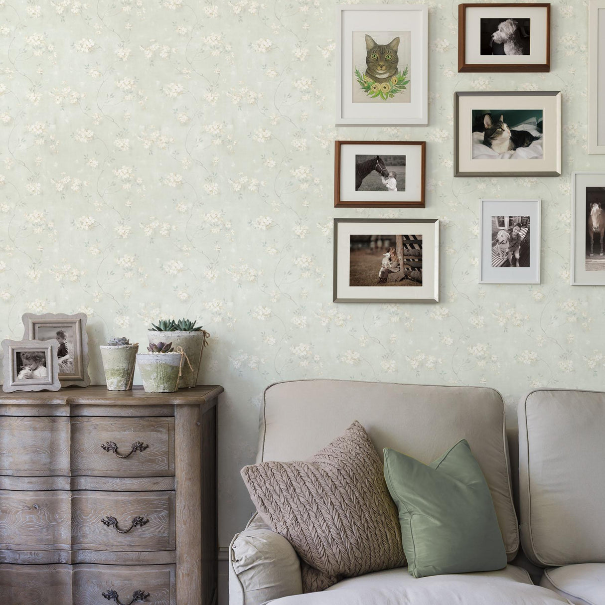 York Braham Teal Floral Trail Wallpaper