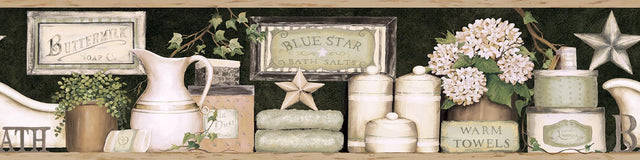 York Country Bath Black Rustic Border