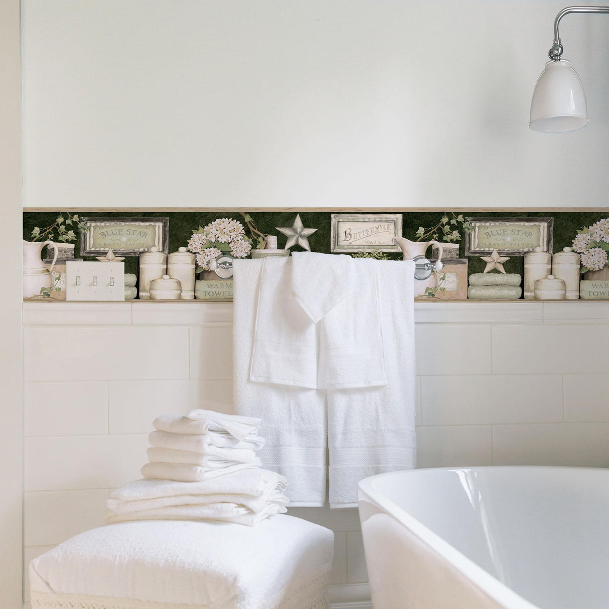 York Country Bath Black Rustic Border