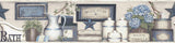 York Country Bath Blue Rustic Border