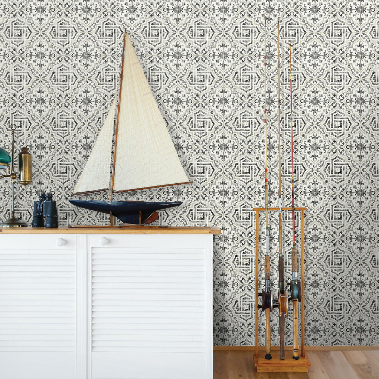York Sonoma Black Beach Tile Wallpaper