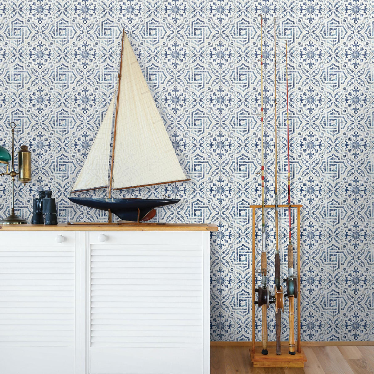 York Sonoma Blue Beach Tile Wallpaper