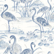 York Everglades Blue Flamingos Wallpaper