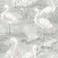 York Everglades Grey Flamingos Wallpaper