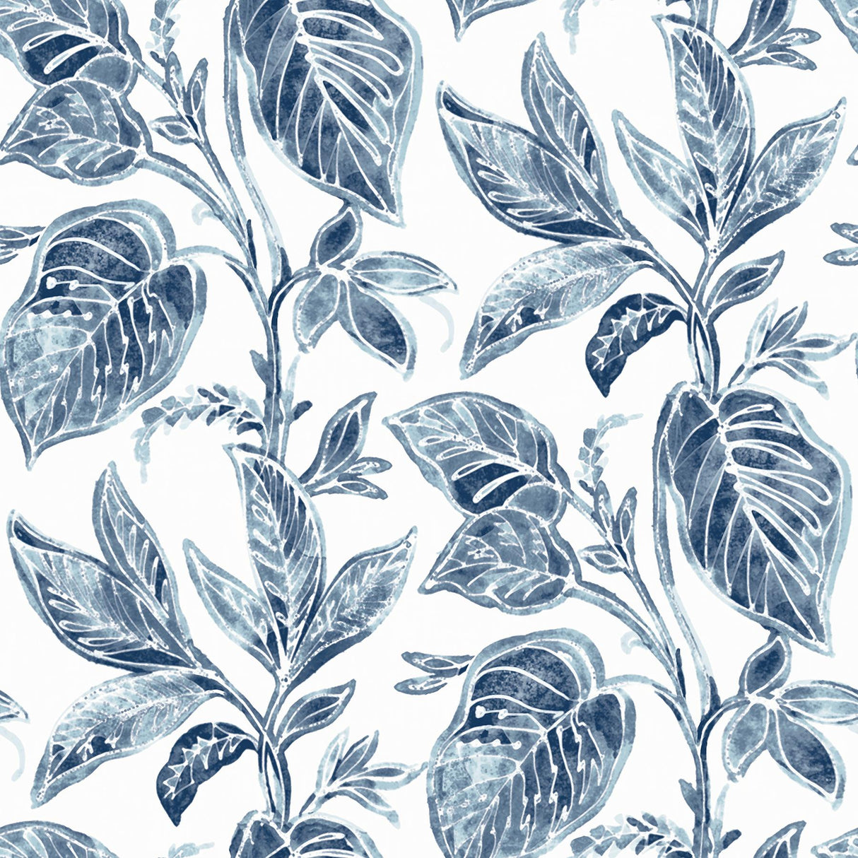 York Mangrove Blue Botanical Wallpaper