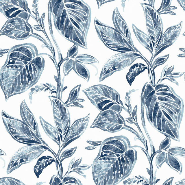 York Mangrove Blue Botanical Wallpaper