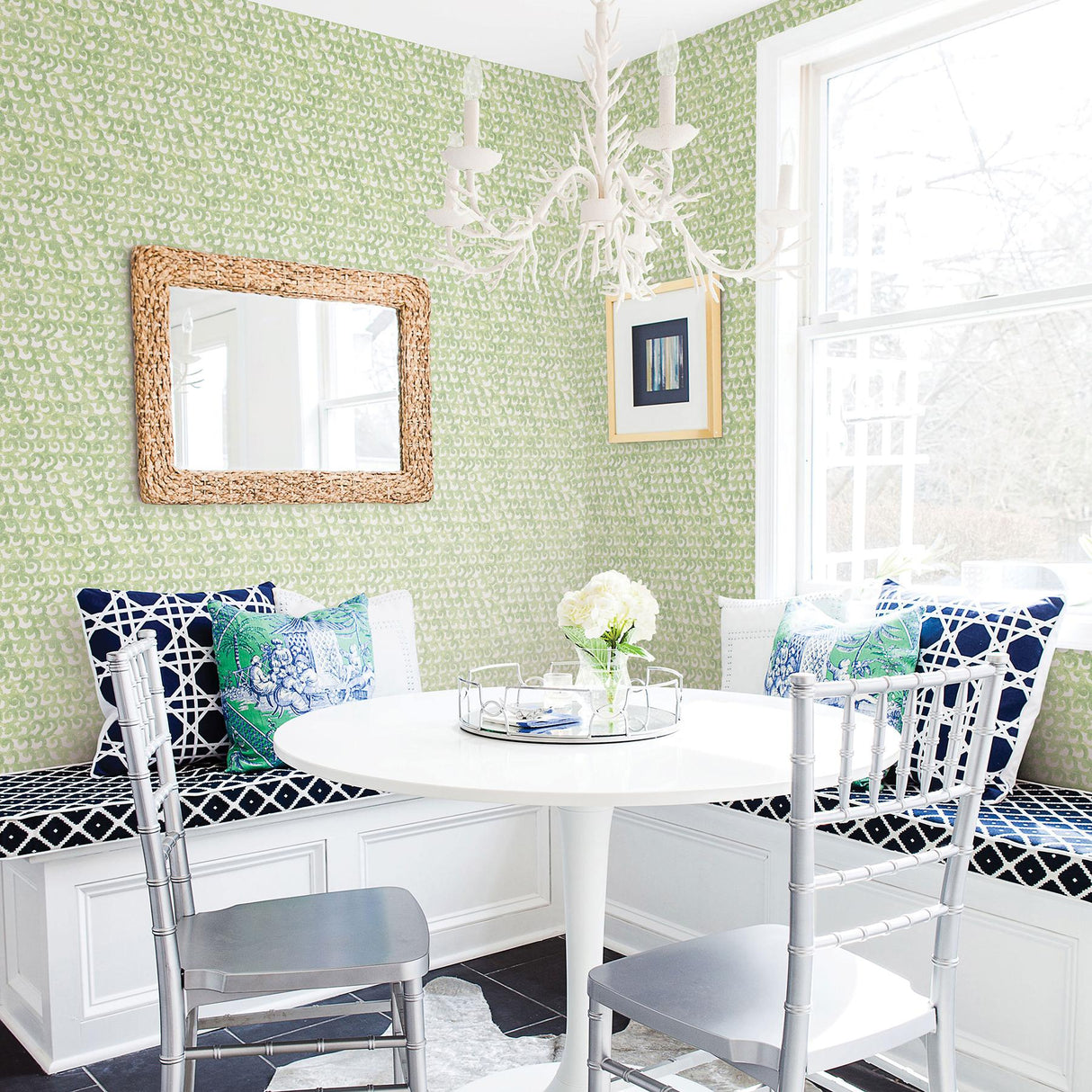 York Saltwater Green Wave Wallpaper