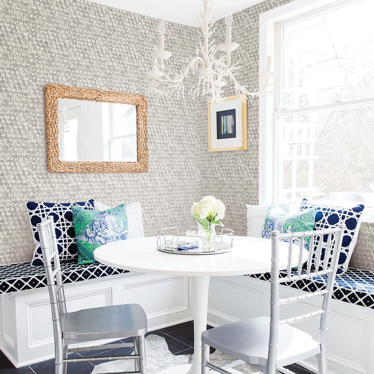 York Saltwater Grey Wave Wallpaper