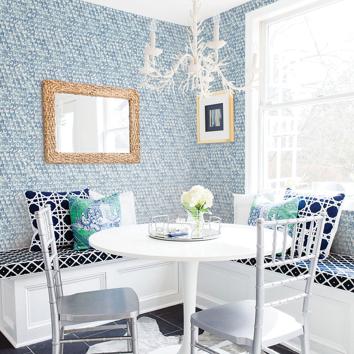 York Saltwater Aqua Wave Wallpaper
