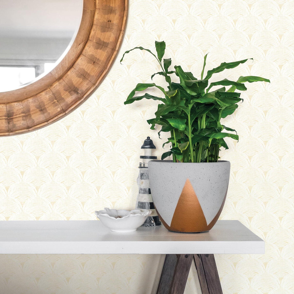 York Santiago Yellow Scalloped Wallpaper