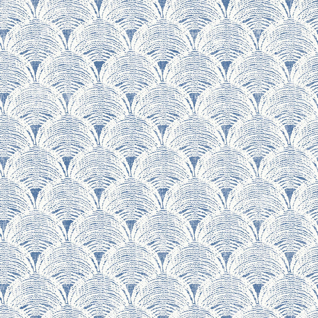 York Santiago Blue Scalloped Wallpaper
