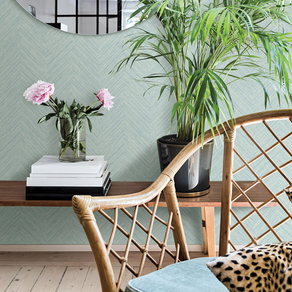 York Caladesi Teal Faux Linen Wallpaper